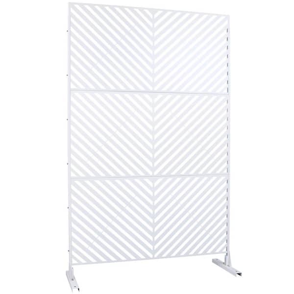 Miscool Anky 76 in. H x 48 in. W Steel Garden Fence, Metal Privacy Screens and Panels with Free Standing in White