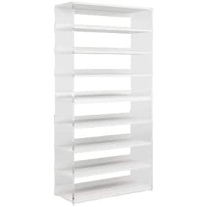 Eulas 63 in. Tall White & Transparent Engineered Wood 8-Shelf Modern Etagere Bookcase, Acrylic Bookshelf Display Storage