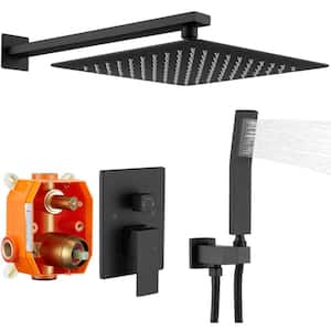 1-Spray 12 in. Wall Mount Fixed and Handheld Dual Shower Head 1.8 GPM in Matte Black