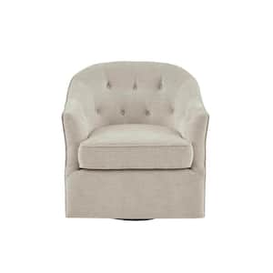 Gayla Natural Button Tufed Back Swivel Chair