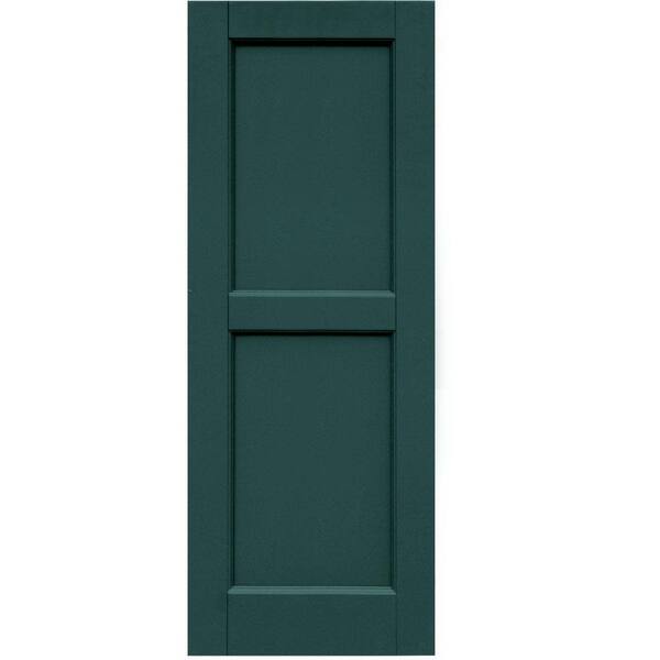 Winworks Wood Composite 15 in. x 40 in. Contemporary Flat Panel Shutters Pair #633 Forest Green