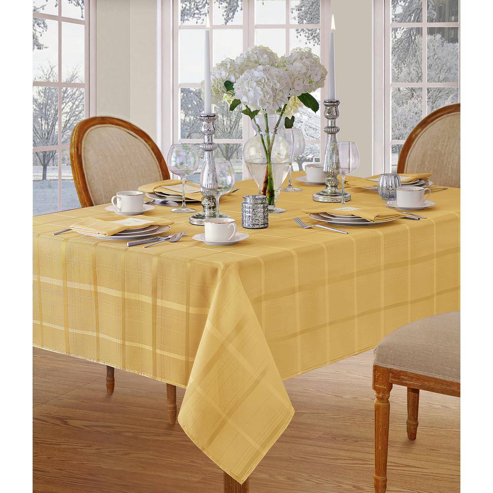 Ribbon Gold Stain Resistant Polyester Rectangular Tablecloth