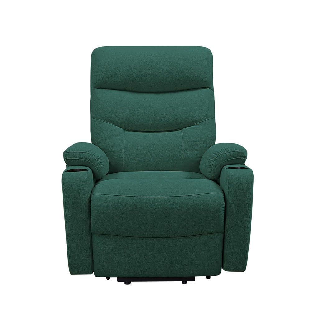 Green Fabric Electric Power Lift Recliner Chair with Massage and Heat