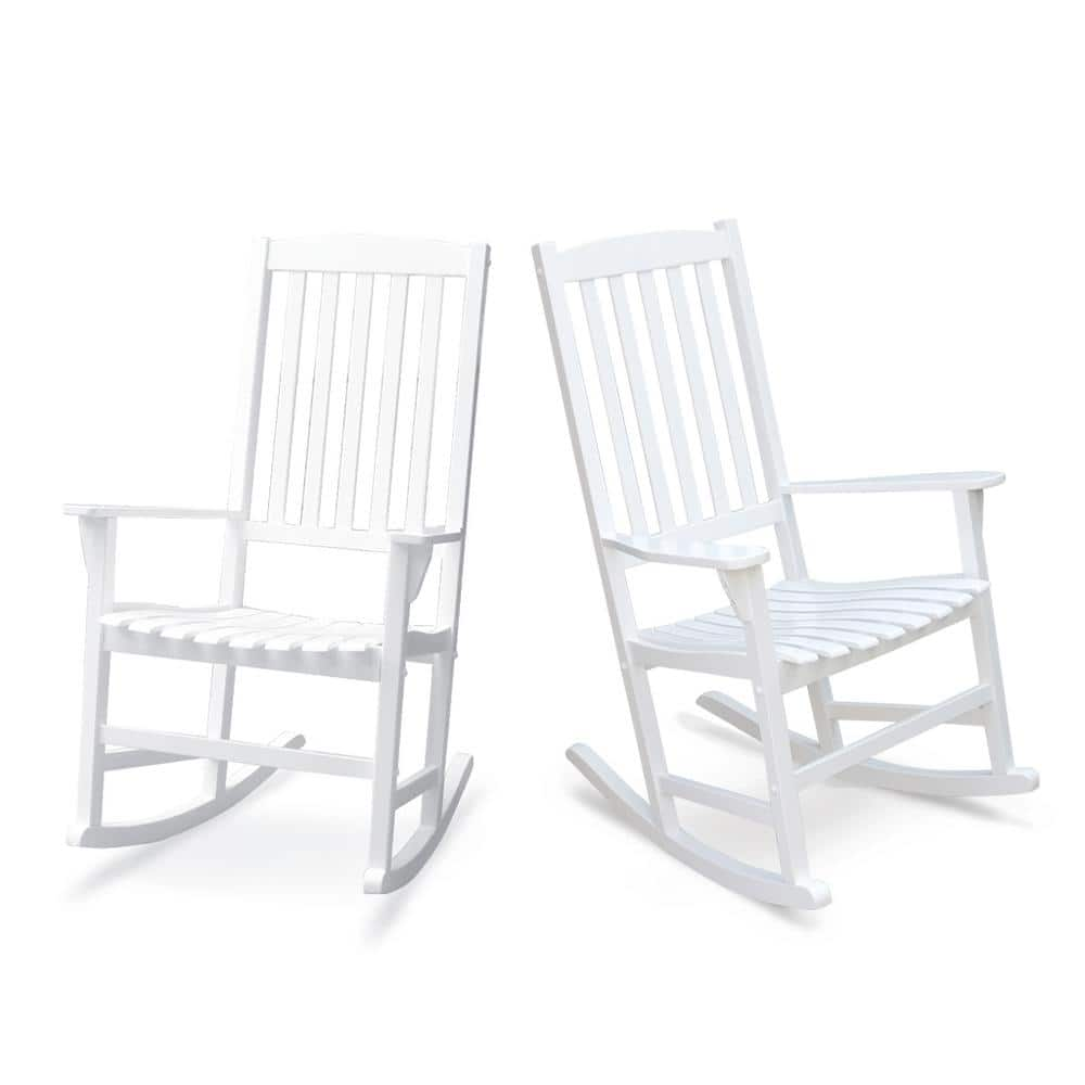 set of 2 white rocking chairs