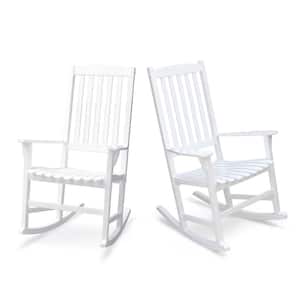 Thames White Wood Outdoor Rocking Chair (Set Of 2)