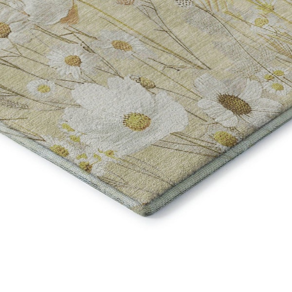 Mayfield Premium Machine Washable Abstract AMF1500 Wheat 2 ft. 3 in. x 7 ft. 6 in. Runner Rug