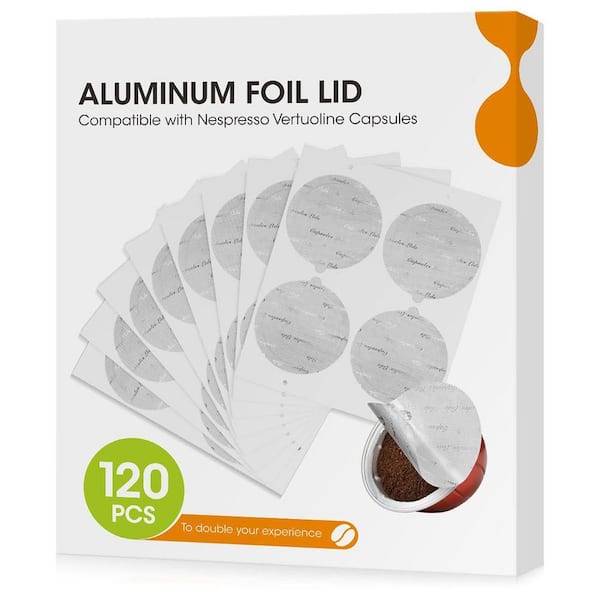 Aluminum Foil Lids 120pcs Coffee Pod Seals for Reusable Nespresso Vertuo Compatible Refillable Capsules