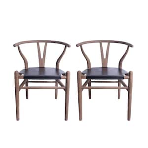 Hounker Black and Antique Ash Wood Dining Chair (Set of 2)