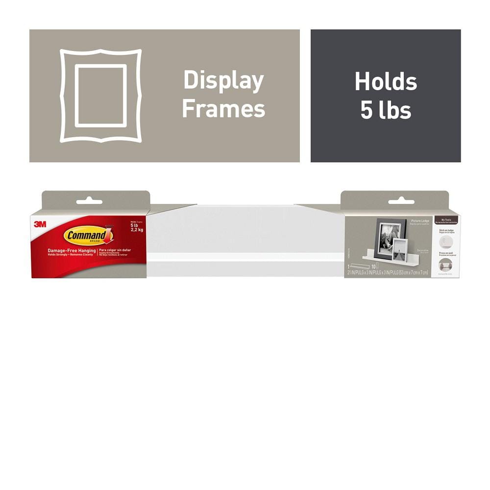 White Floating Wall Shelf with Removable Adhesive Strips