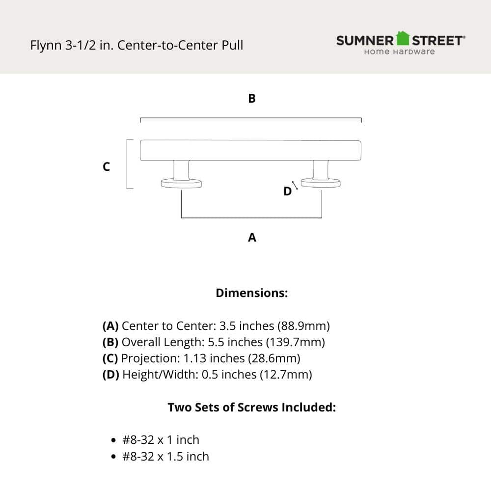 Flynn Matte Black 3-1/2" Center to Center Bar Pull