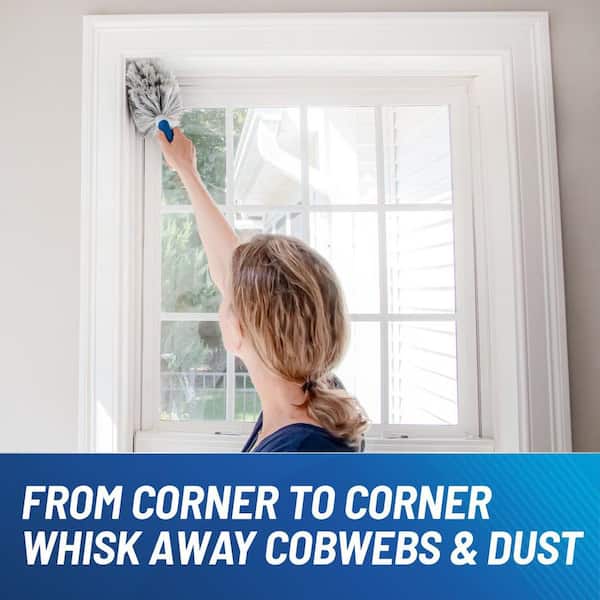 Poly-Fiber Cobweb and Corner Duster - Indoor and Outdoor Cleaning Duster for Garages, Porches, and Ceilings