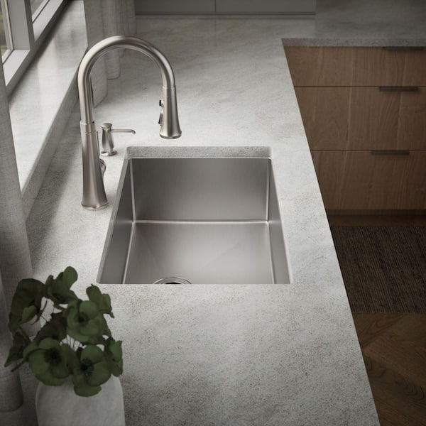 Strive Undermount Stainless Steel 29 in. Single Bowl Kitchen Sink Kit with Sink Rack