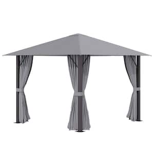 10 ft. x 10 ft. Gray Patio Gazebo with Sidewalls and Vented Roof for Garden, Lawn, Backyard, and Deck