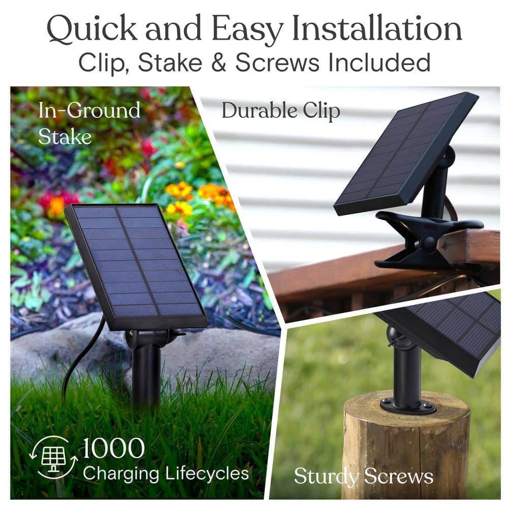 48 ft Warm White Solar Powered Outdoor LED String Lights
