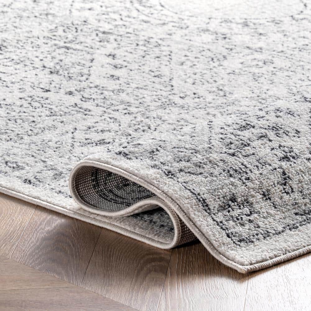 Gray 6' x 9' Synthetic Stain-Resistant Area Rug