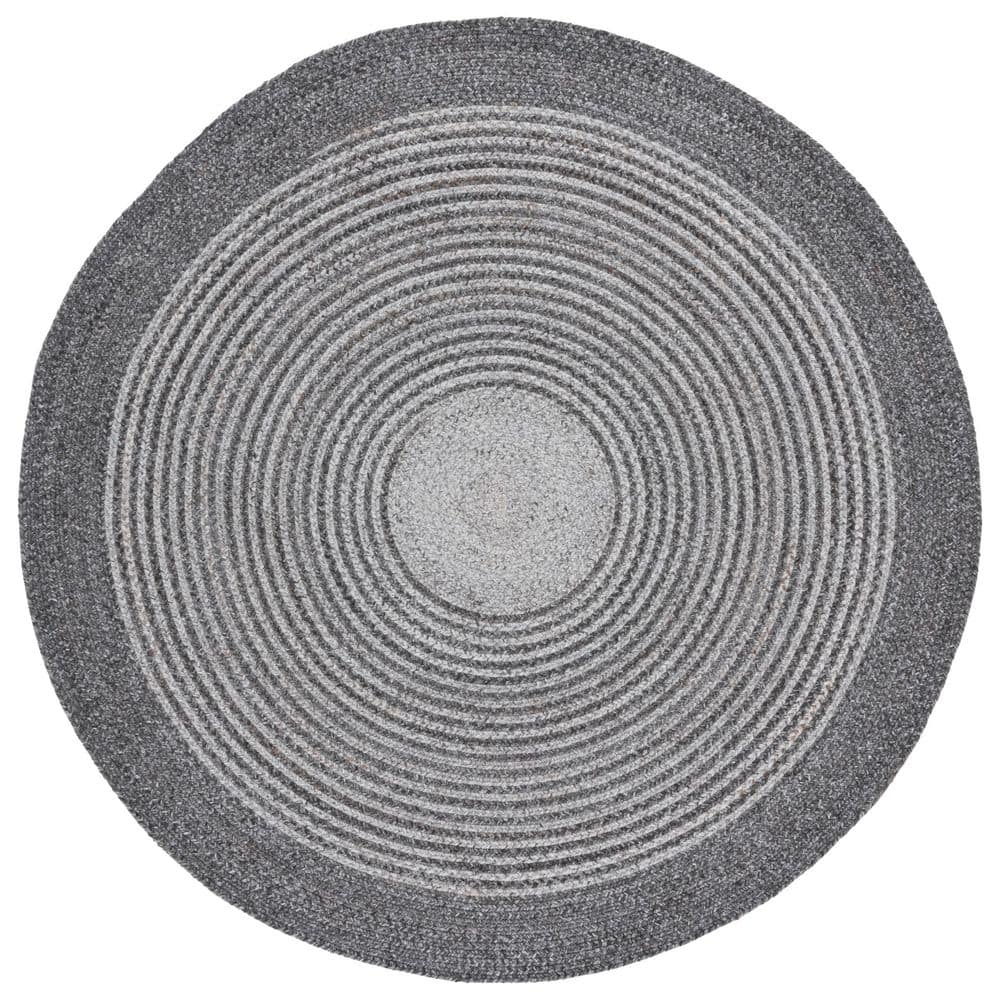Braided 5 ft. x 5 ft. Charcoal/Gray Border Striped Gradient Round Area Rug price history on PriceWatchPro