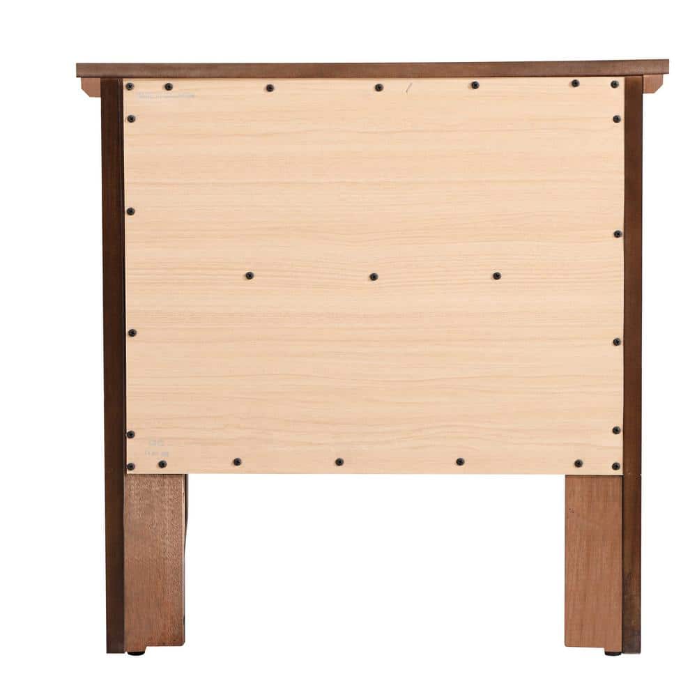 Espresso Solid Wood 2-Drawer Nightstand with Nickel Handles