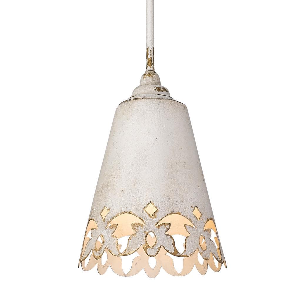 Golden Lighting Eloise 1-Light Metal Small Pendant in Antique Ivory