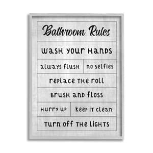 Bathroom Rules Checklist Design By CAD Designs Framed Typography Art Print 30 in. x 24 in.