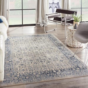 Malta Ivory/Blue 5 ft. x 8 ft. Traditional Area Rug