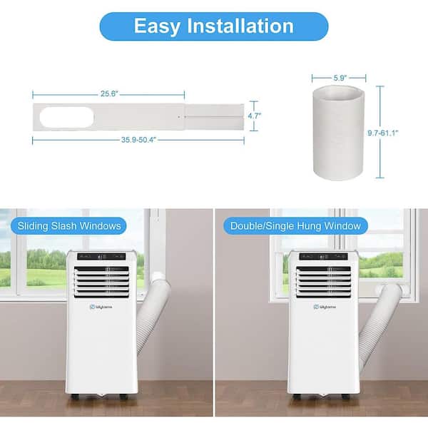 COSTWAY Portable Air Conditioner, 10000BTU AC Cooling For Room Spaces Up To 350sq.ft, With Remote Control, 24H Timer & Window Venting Kit, With Sleep Mode, For Bedroom, Living Room, White