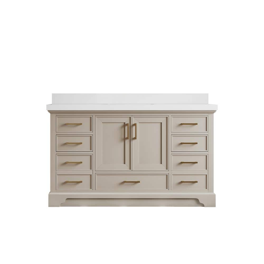 Charlotte 60 in. Single Sink Freestanding Fine Grain Bath Vanity with White Qt. Top Unassembled price history on PriceWatchPro