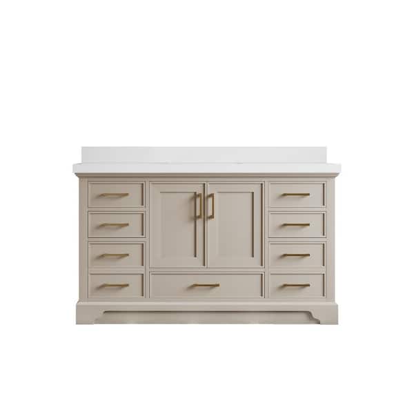 Willow Collections Charlotte 60 in. Single Sink Freestanding Fine Grain Bath Vanity with White Qt. Top Unassembled