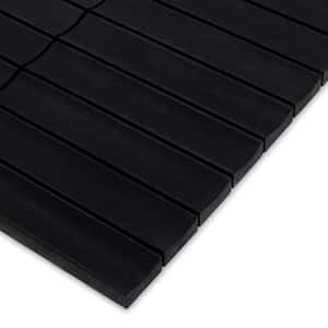 Stacked Black 11.89 in. x 12.52 in. Honed Flucted Nero Marquina Natural Marble Mosaic Tile (5.15 sq. ft./Case)