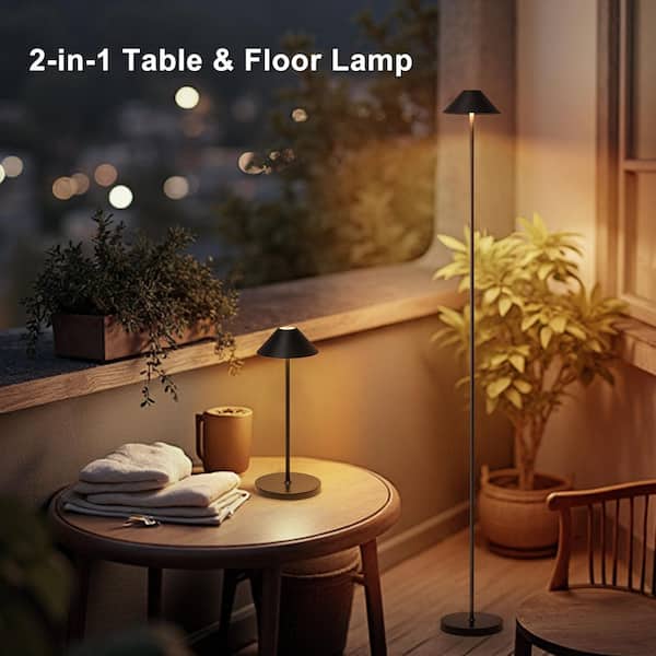 16" Black Modern Desk Lamps Cordless Smart Integrated Led Dimmable Waterproof Rechargeable Table Lamp, Indoor & Outdoor