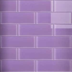 Crystile Purple 4 in. X 12 in. Glossy Glass Subway Tile (10 sq. ft./Case)