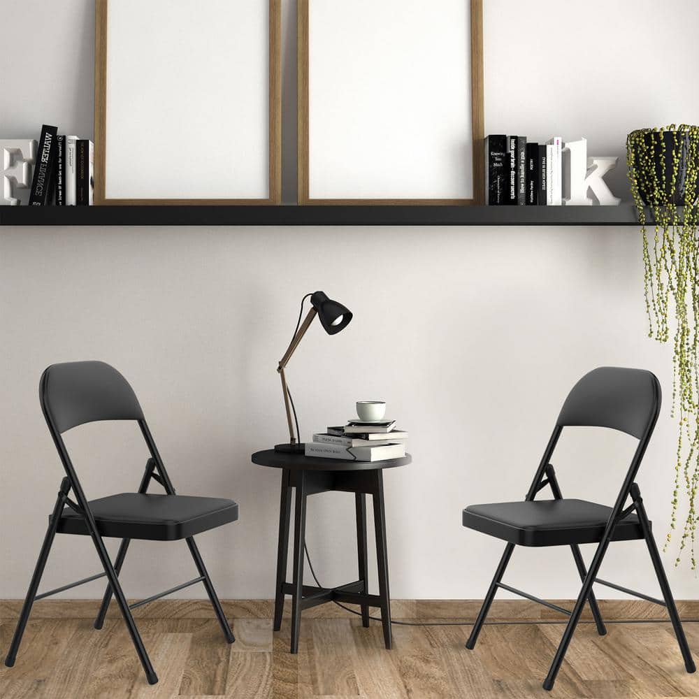 Black Metal folding chairs (Set of 2)