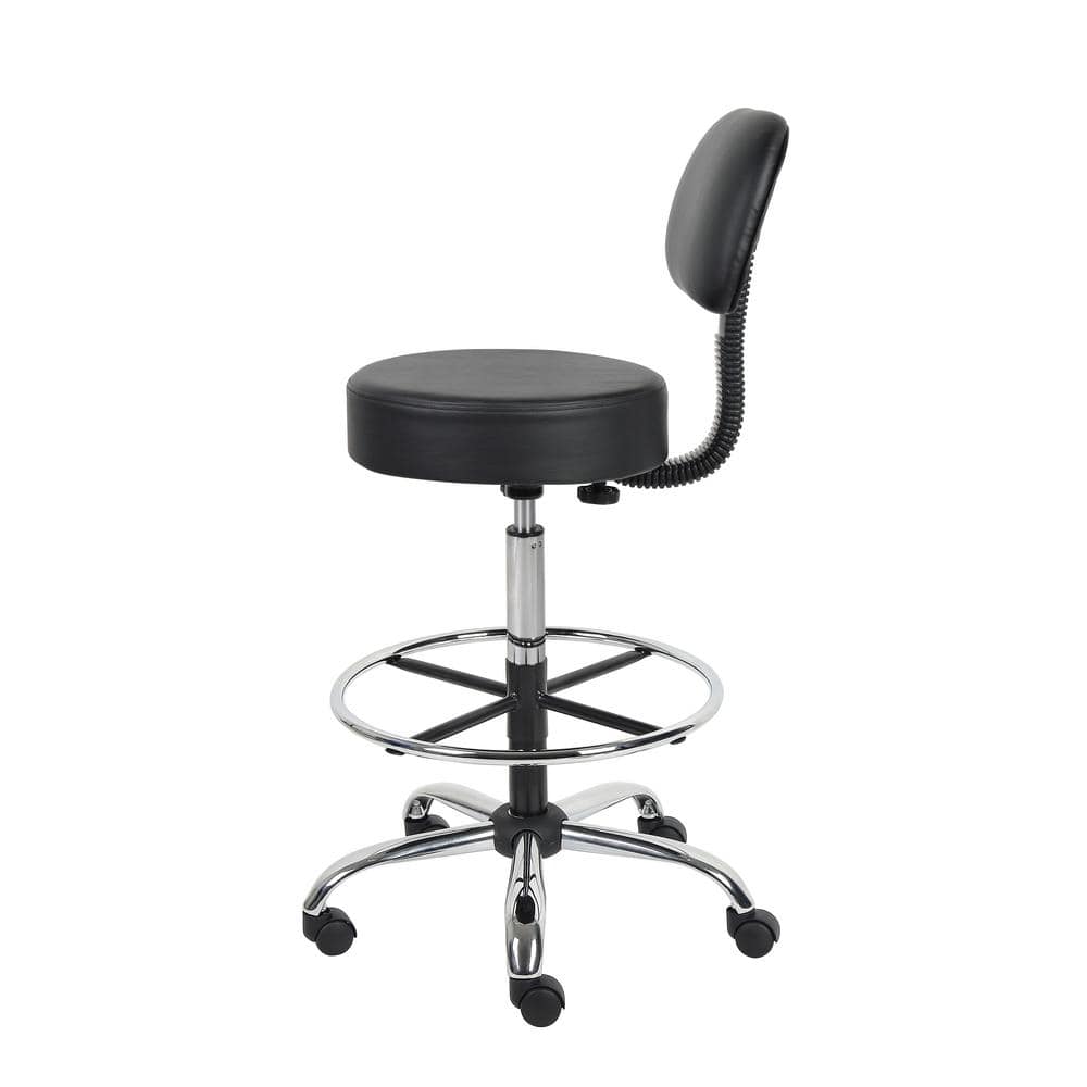 Adjustable Black Leather Medical Drafting Stool