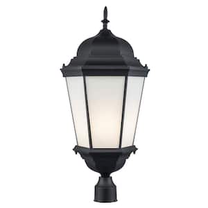 Eldlight 27.5 in. 3-Light Black Metal Hardwired Outdoor Weather Resistant Post Light with No Bulbs Included