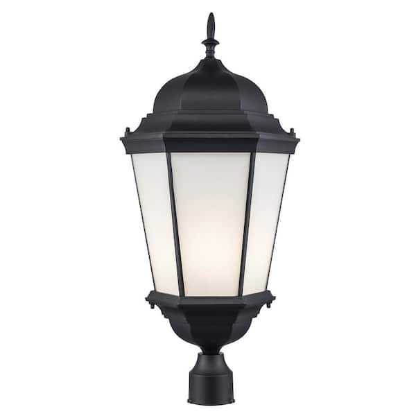 Bel Air Lighting Eldlight 27.5 in. 3-Light Black Metal Hardwired Outdoor Weather Resistant Post Light with No Bulbs Included