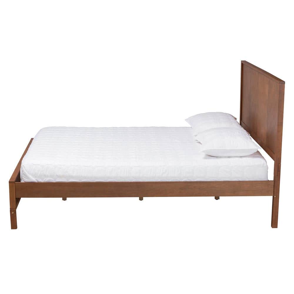 Carver King Size Walnut Wood Frame Platform Bed with Slats
