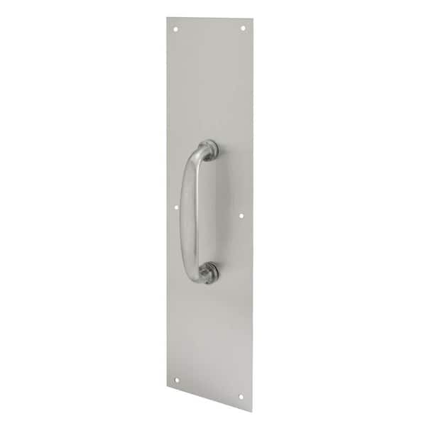 Prime-Line Door Pull Plate with Handle, Satin Aluminum, 4 in. x 16 in.