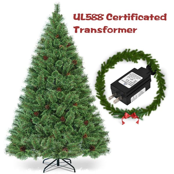 WELLFOR Remote Control Tree 6-ft Pre-lit Flocked Artificial Christmas Tree  with LED Lights in the Artificial Christmas Trees department at