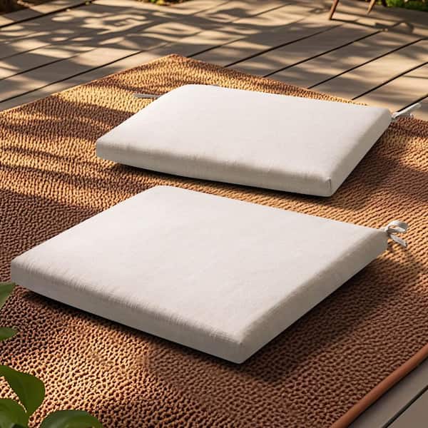 17.7 in. x 17.7 in. Square Outdoor Seat Cushion with Zipper in Beige (2-Pack)