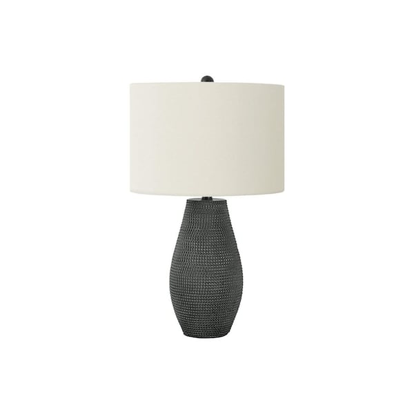 Contemporary 24 in. H Table Lamp with White Shade, Black Resin