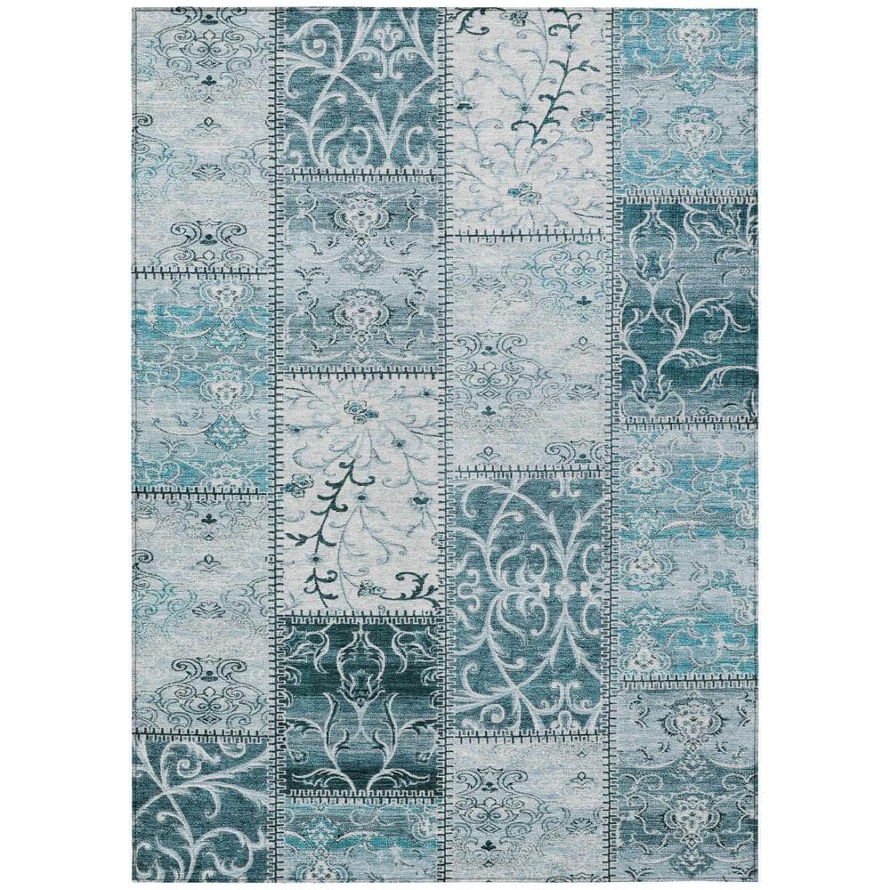 Teal 10 ft. x 14 ft. Woven Plaid Rectangle Indoor/Outdoor Area Rug price history on PriceWatchPro