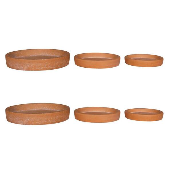 2 Sets of 3 White Wash Terracotta Stone Saucer (SML)