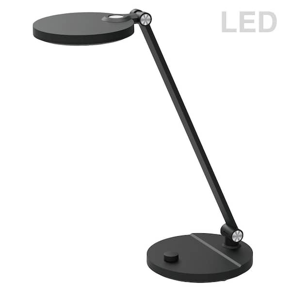 Dainolite Prescott 15 in. Matte Black Table Lamp with White Acrylic Shade
