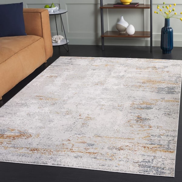 Princeton 4 ft. x 6 ft. Light Beige/Gray Distressed Geometric Area Rug