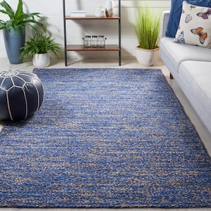 Natural Fiber Blue/Beige Doormat 3 ft. x 5 ft. Abstract Distressed Area Rug
