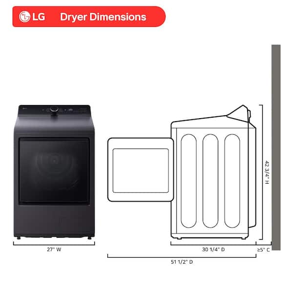 LG 7.3 cu.ft. Dual Inverter Heat Pump Ventless Dryer with AI