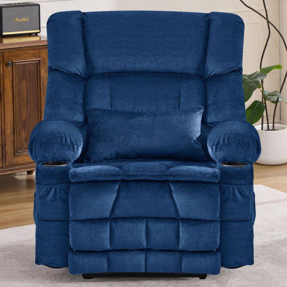 AndMakers Blue Fabric Power Recliner with Massage and USB Port WB-1344 ...