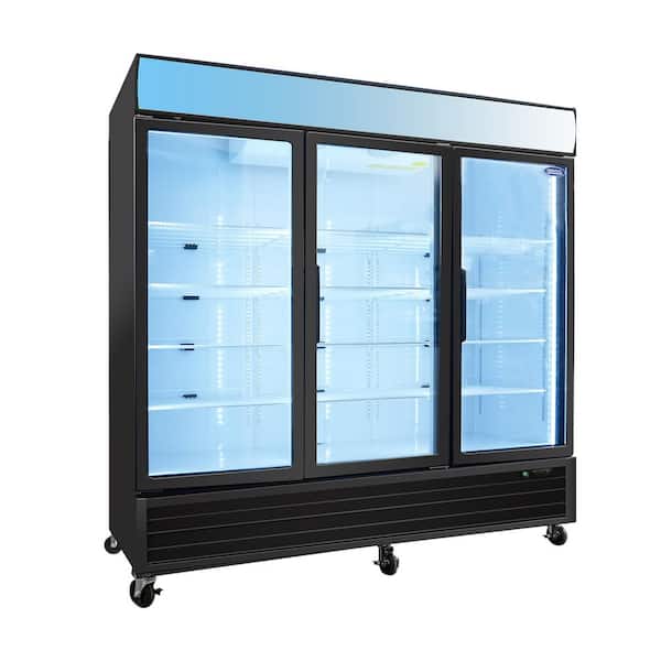 Biscayne Bay 80 in. 70 cu. ft. Commercial Upright Merchandiser Refrigerator in Black with Tempered Glass Door and LED Top Panel