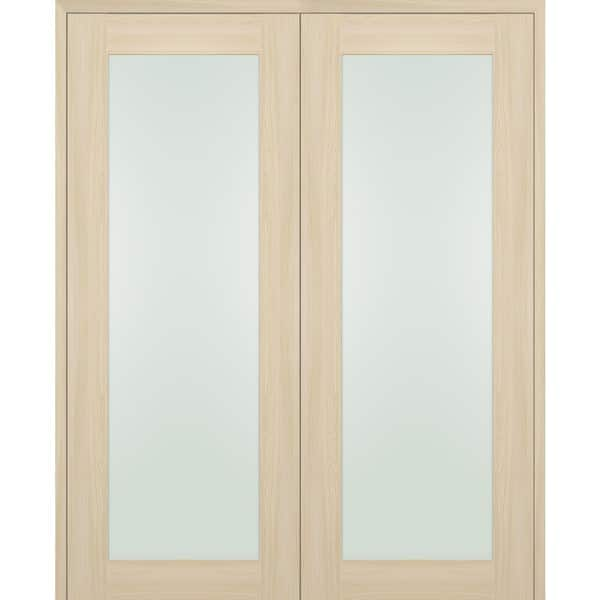 Belldinni Vona 207 48 in.x 96 in. Both Active Full Lite Frosted Glass Ribeira Ash Wood Composite Double Prehung French Door