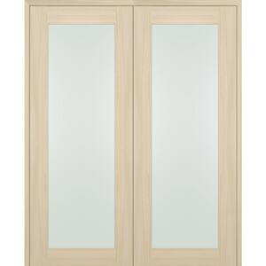 Vona 207 60 in.x 96 in. Both Active Full Lite Frosted Glass Ribeira Ash Wood Composite Double Prehung French Door