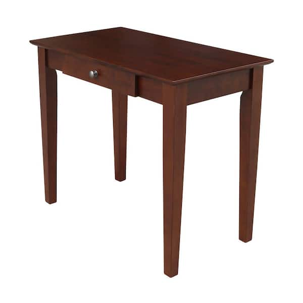 36 in. Rectangular Espresso 1-Drawer Writing Desk with Solid Wood Material